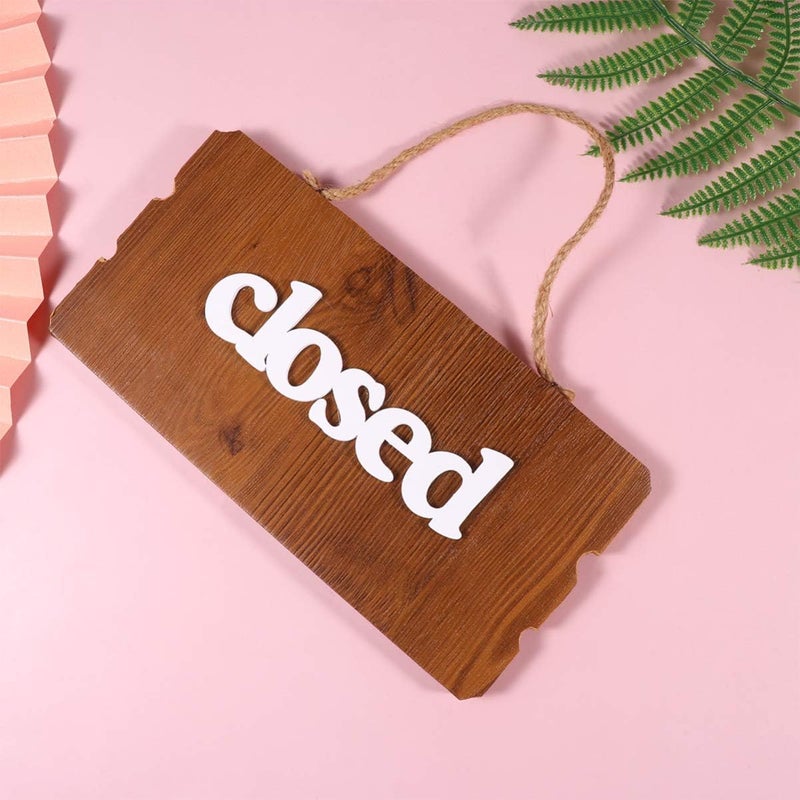 klarako Open Closed Wood Sign Double Sided Rustic Business Signs Hanging Door Sign Plaque for Store Restaurant Bar - Image 2