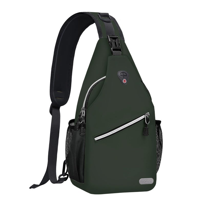 MOSISO Sling Backpack, Multipurpose Crossbody Shoulder Bag Travel Hiking Daypack, Midnight Green, Medium - Image 1