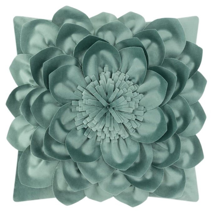 3D FLOWER THROW PILLOW CASES DECORATIVE CUSHION COVERS SOFT VELVET PILLOWCASES HOME SOFA CAR BED ROOM DECOR 18 X 18 INCH GREEN