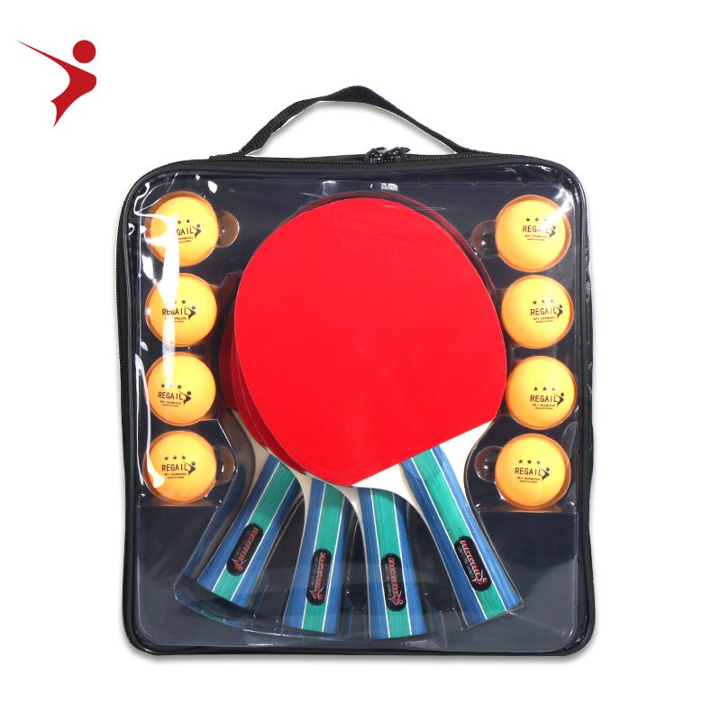 Generic Cross-border hot sale Regail table tennis racket suit 4 8 ball table tennis racket horizontal racket straight color Figure 