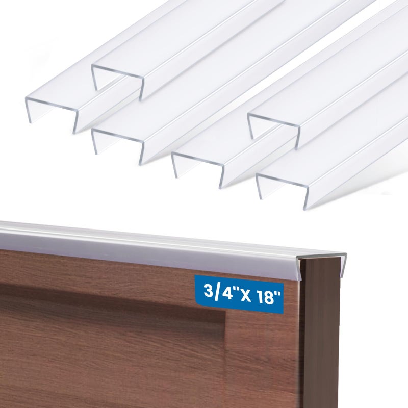 Magicheap Cabinet Edge Protector, 18" Length 3/4" Thick Slip-On Plastic Edge Guard Cabinet Door Drawer Protector to Prevent Wear, Discoloration, 6 Pack Clear - Image 1