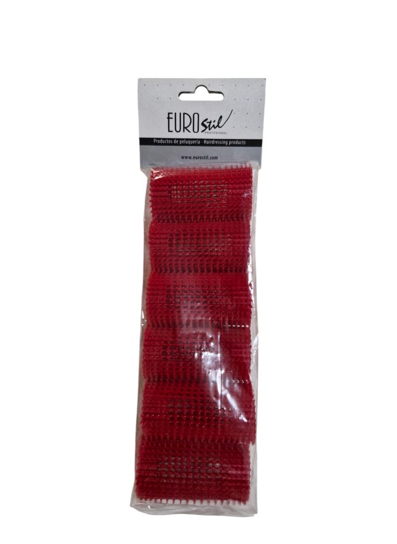 EUROSTIL - EUROSTIL Bag of 6 pcs. RED LOOPS Hair Rollers 39 MM - 00018 - Image 1
