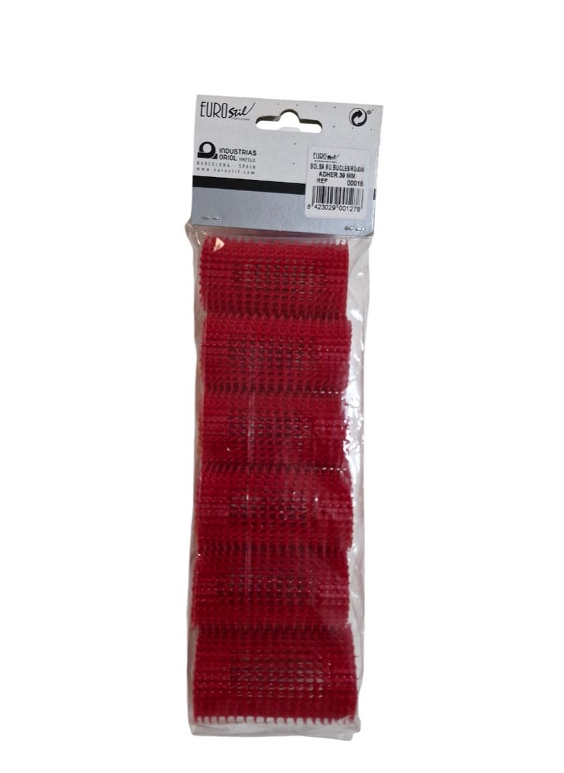 EUROSTIL - EUROSTIL Bag of 6 pcs. RED LOOPS Hair Rollers 39 MM - 00018 - Image 1