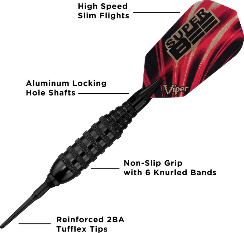 Viper Super Bee Soft Tip Darts: Black Coated Brass, 16 Grams - Image 3