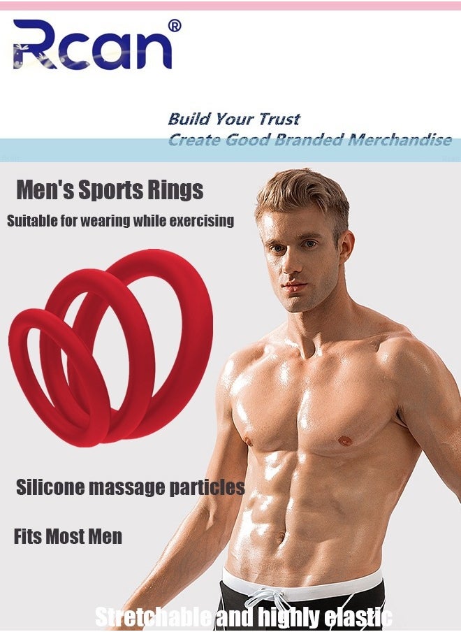 Rcan 3 Pieces Men's Exercise Rings Elastic Silicone Material Workout Resistance Rings Extend Stamina Waterproof Sweatproof Soft Wear Resistant Tear Resistant Suitable for Men Sports Home  - Image 1
