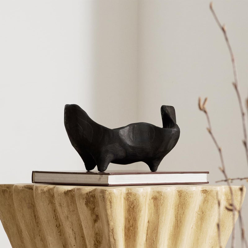 DN DECONATION Oak Wood Black Decorative Bowl-9.25x5.51 Inch Small Bowl for Entryway Key, Fruit, Candy with feet, Boho Farmhouse Home Decor for Dining Room, Coffee Table Centerpiece - Image 2