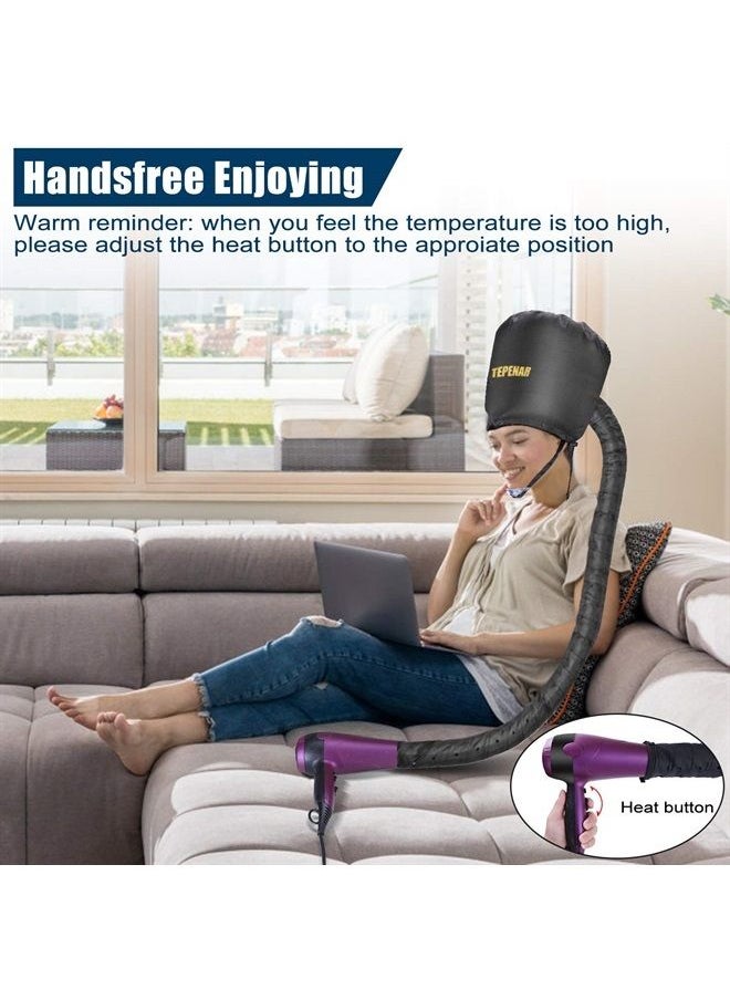 TEPENAR - Bonnet Hair Dryer Attachment, Upgraded Soft Adjustable Large Hair Drying Bonnet for Hand Held Hair Dryer, Easy to Use for Natural Curly Textured Hair Care and Speeds Up Drying Time at Home - Image 1