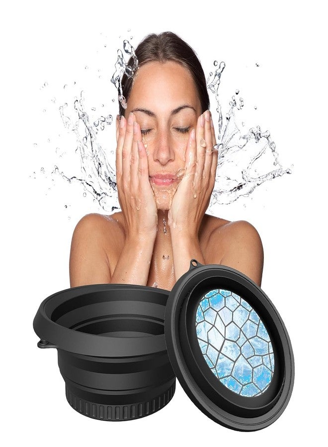 GRILAX Face Ice Bath Bowl, Collapsible Silicone Facial Plunge Basin with Ice Tray, Cold Therapy for Skincare, Pore Tightening and Deep Cleansing. (Black) - Image 3