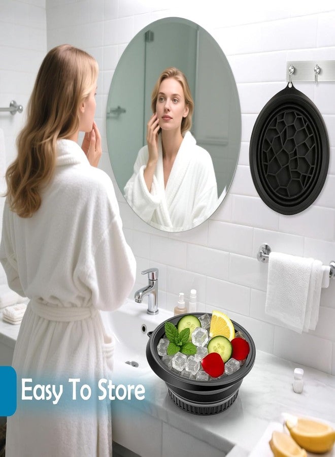 GRILAX Face Ice Bath Bowl, Collapsible Silicone Facial Plunge Basin with Ice Tray, Cold Therapy for Skincare, Pore Tightening and Deep Cleansing. (Black) - Image 5