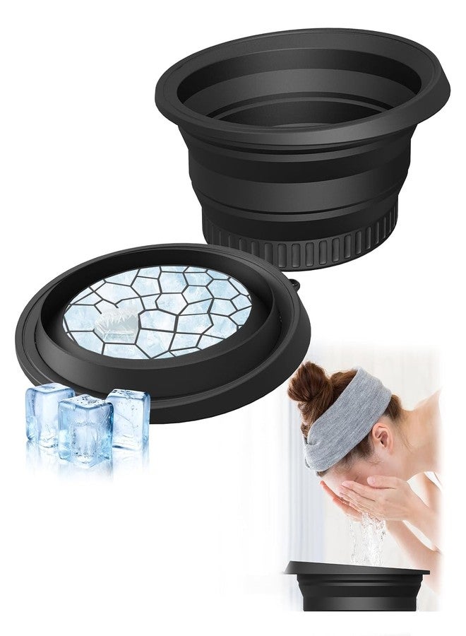 GRILAX Face Ice Bath Bowl, Collapsible Silicone Facial Plunge Basin with Ice Tray, Cold Therapy for Skincare, Pore Tightening and Deep Cleansing. (Black) - Image 2