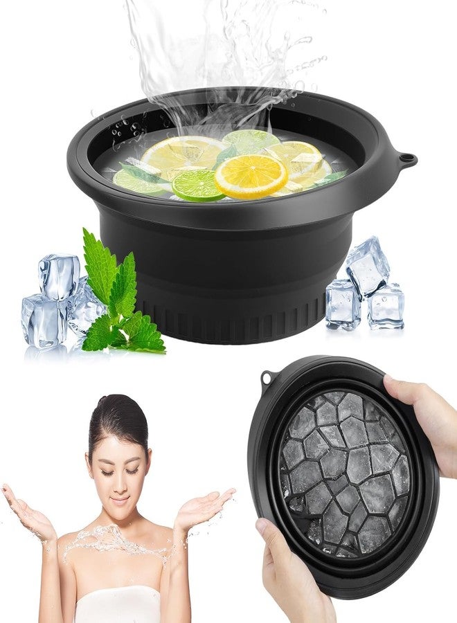 GRILAX Face Ice Bath Bowl, Collapsible Silicone Facial Plunge Basin with Ice Tray, Cold Therapy for Skincare, Pore Tightening and Deep Cleansing. (Black) - Image 1