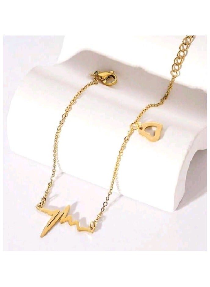 خلخال نسائي عصري وأنيق من الاستانلس ستيل باللون الذهبي - Image 4