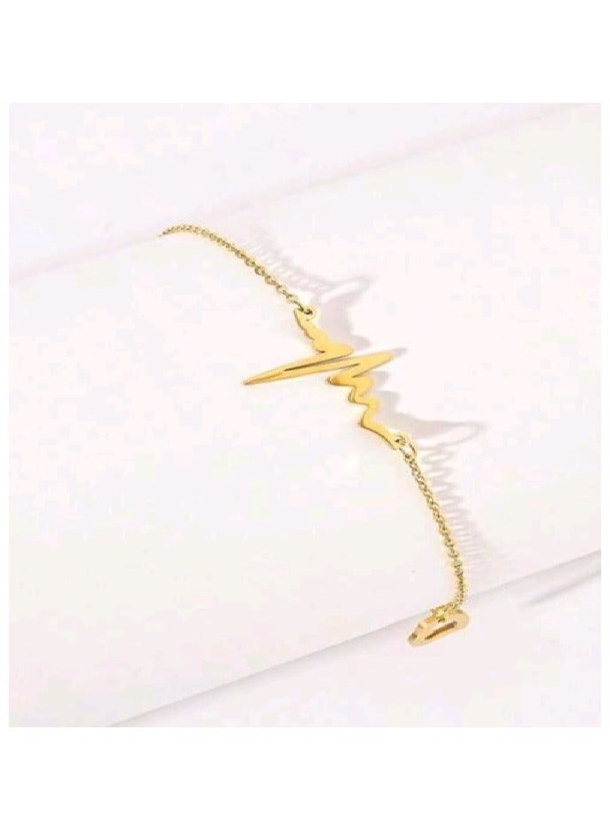 خلخال نسائي عصري وأنيق من الاستانلس ستيل باللون الذهبي - Image 3