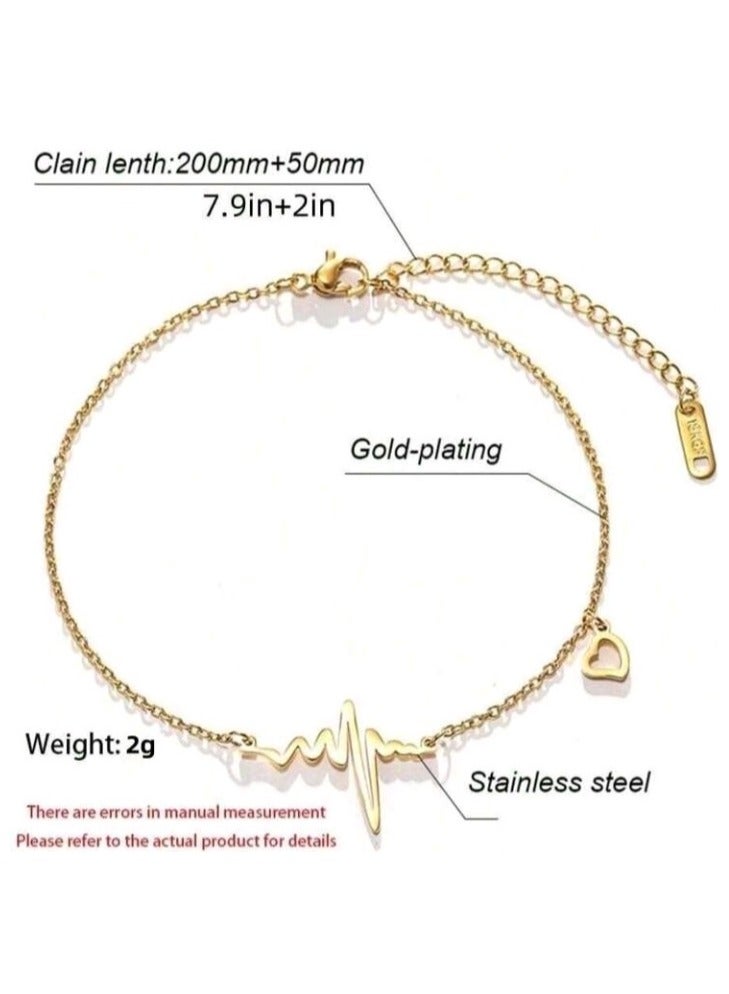 خلخال نسائي عصري وأنيق من الاستانلس ستيل باللون الذهبي - Image 5