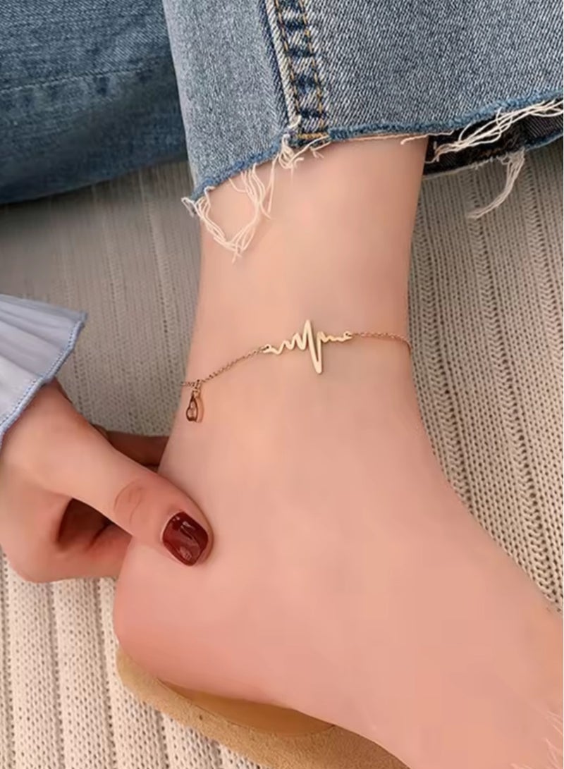 خلخال نسائي عصري وأنيق من الاستانلس ستيل باللون الذهبي - Image 2