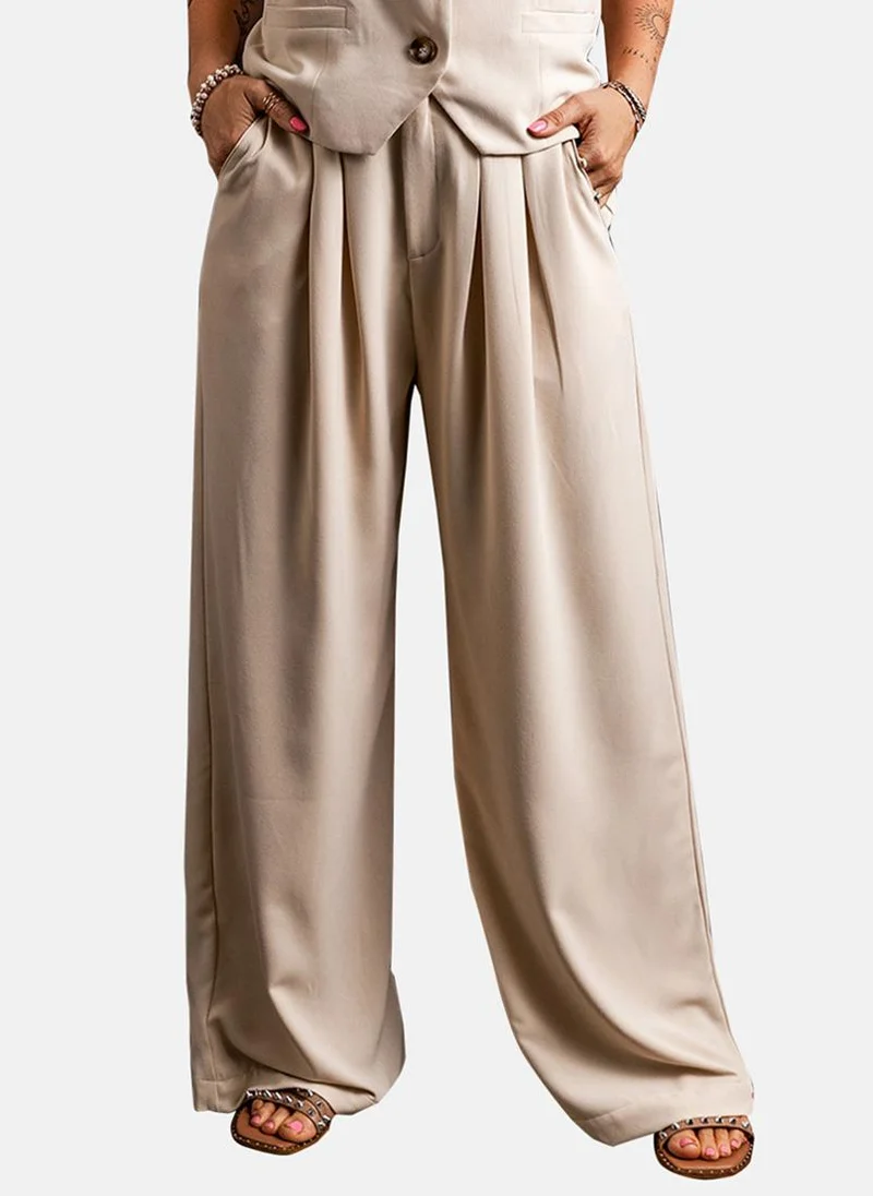 يونيكي Beige Solid Casual Trousers