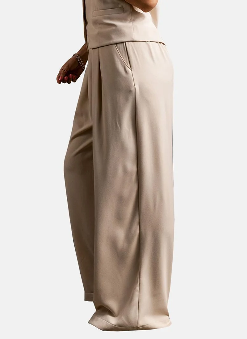 YUNIQEE Beige Plain Casual Trousers