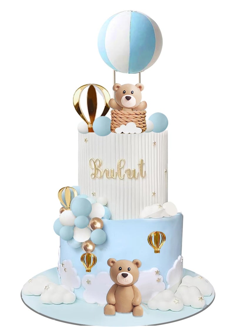 GmakCeder Bear Cake Topper White Cloud Hot Air Balloon Cake Decor - Image 1