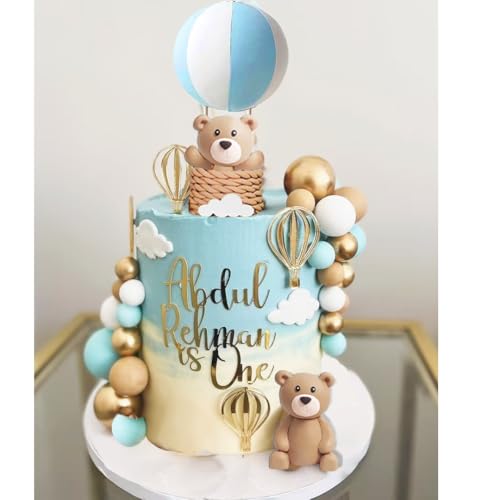 GmakCeder Bear Cake Topper White Cloud Hot Air Balloon Cake Decor - Image 4