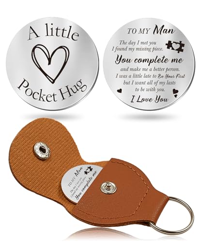 OUMILAN Pocket Hug Token Gifts for Men Boyfriend Girlfriend Inspirational Gift for Son Daughter Brother with Leather Keychain - Image 1