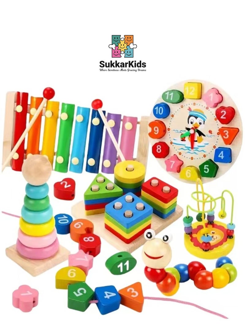 Montessori Toys for 3 Year Old Boys Girls, 6PCS Kids Wooden Toys, Baby Boy Toys 3-6 Year Old, Preschool Educational Learning Toy for Kids Ages 3 4 5 6+, Birthday Gifts - Image 1