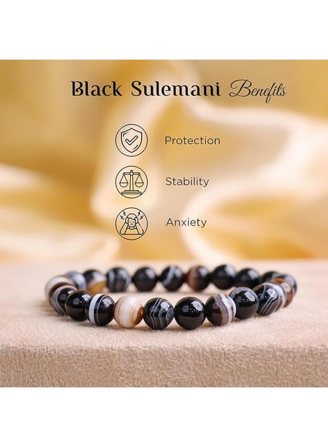 Shubhanjali Healing Crystal Bracelet 8 MM Reiki Gemstone Adjustable Bracelets Natural Crystal Stone Round Beads Bracelet for Women Girls Men Couple Valentine's Love Gift  - Image 2