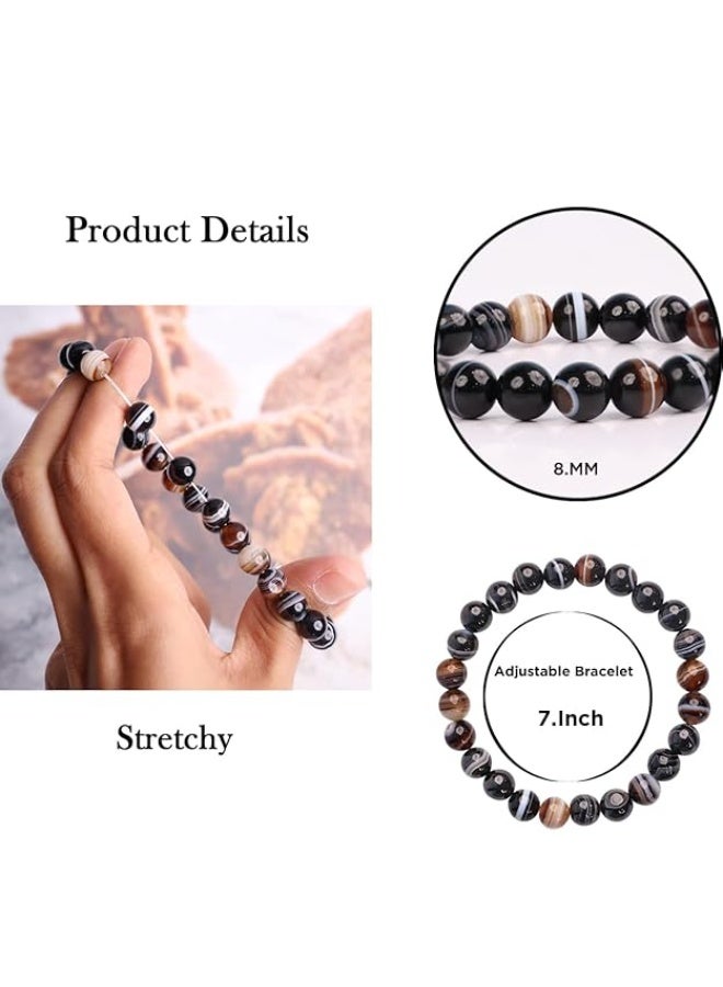 Shubhanjali Healing Crystal Bracelet 8 MM Reiki Gemstone Adjustable Bracelets Natural Crystal Stone Round Beads Bracelet for Women Girls Men Couple Valentine's Love Gift  - Image 3