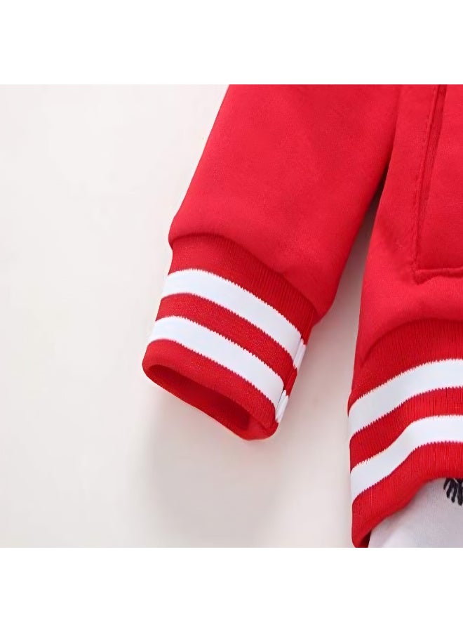 MiniMe Three-Piece Rompers Set for Babies 0-6 Months | Made from Soft Cotton | Comfortable and Durable Gentle Soft Touch | Easy Snap Button Closures for Quick Changes | Red & Blue Unisex Design - Image 4