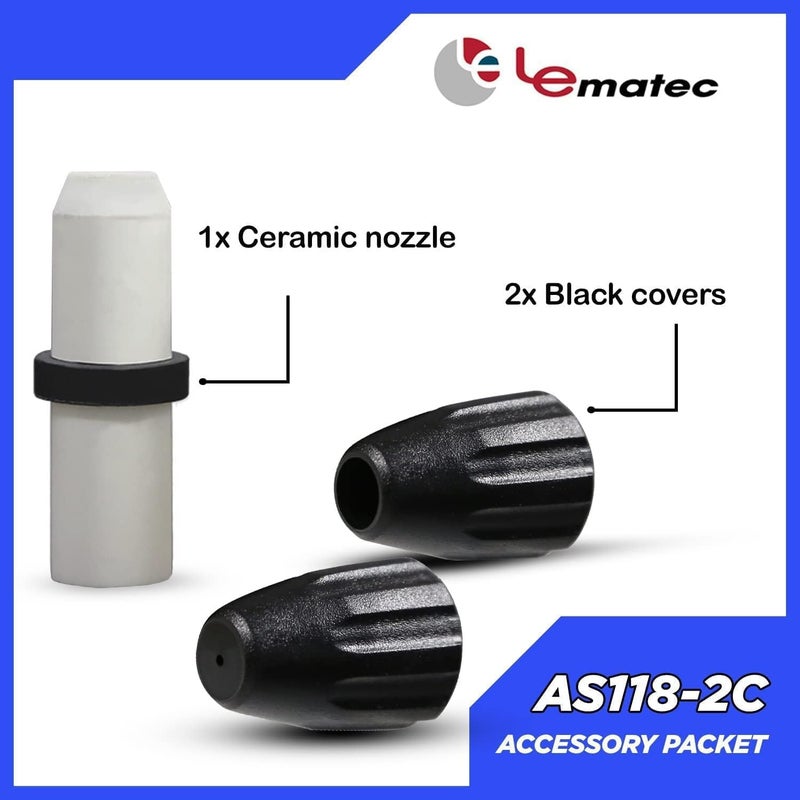 LE LEMATEC طقم ملحقات لبندقية AS118 للرمل - فوهة سيراميكية مع 2 غطاء للغبار وحافظة تخزين، قطع غيار متينة لبندقية الرمل لتحسين الأداء وطول العمر - Image 2