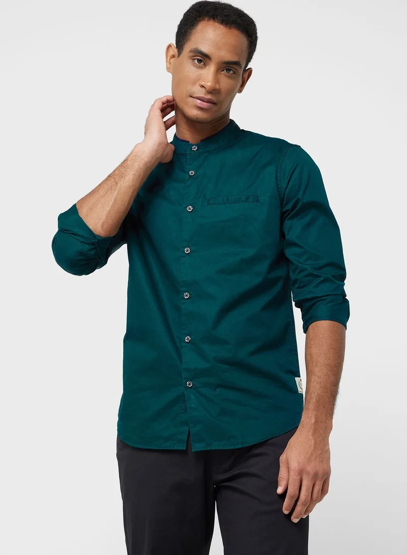 توماس سكوت قميص كاجوال قطن بياقة ماندرين بقصة ضيقة كلاسيكية توماس سكوت