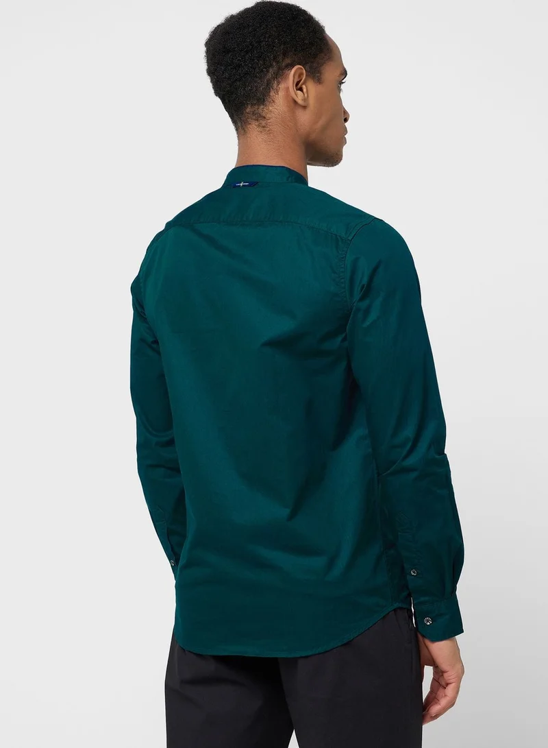 توماس سكوت قميص كاجوال قطن بياقة ماندرين بقصة ضيقة كلاسيكية توماس سكوت