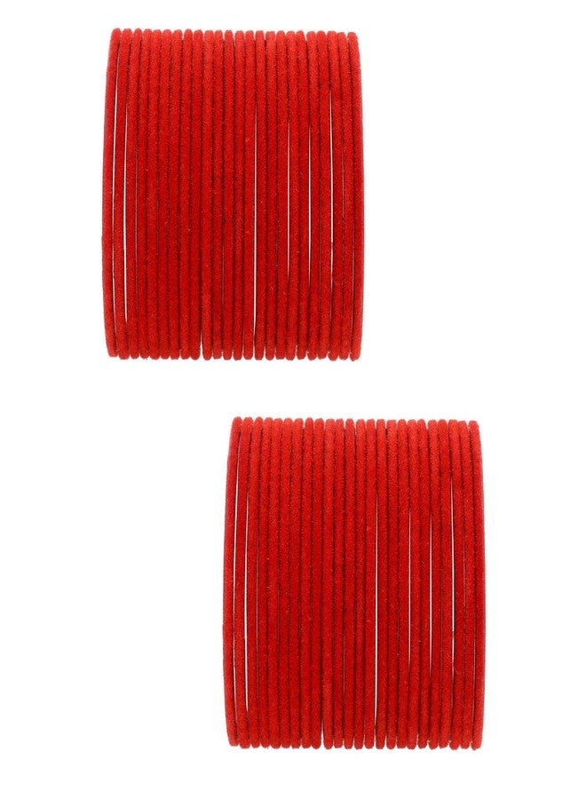 Efulgenz Indian Bangles Set Bollywood Plain Metal Velvet Bangle Bracelets Costume Jewelry for Women - Image 1