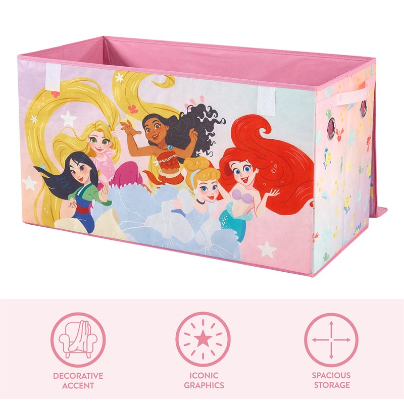 Idea Nuova Disney Princess Collapsible Toy Storage Trunk with Lid, 28" W x 16" D x 14.5" H - Image 4