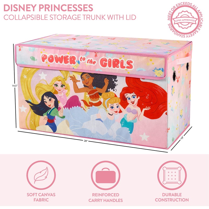 Idea Nuova Disney Princess Collapsible Toy Storage Trunk with Lid, 28" W x 16" D x 14.5" H - Image 2