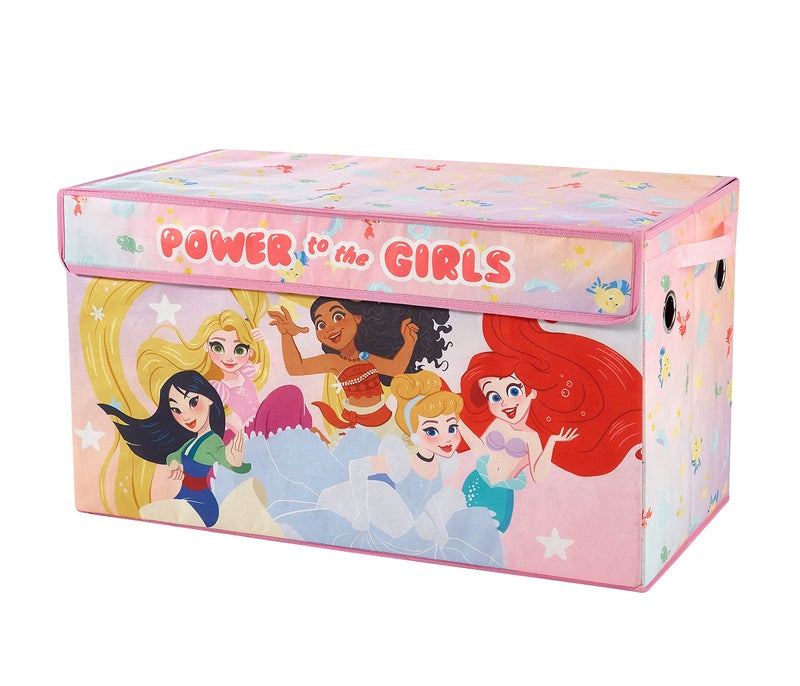 Idea Nuova Disney Princess Collapsible Toy Storage Trunk with Lid, 28" W x 16" D x 14.5" H - Image 1