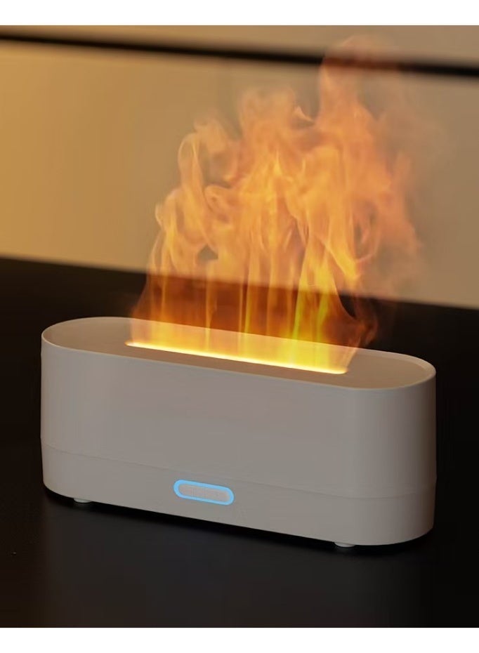 Essential Oil Diffuser, Fireplace Fire Flame Aromatherapy Diffuser, 150ml Ultrasonic Cool Mist Humidifier, Scent Aroma Diffuser with 7 Colors Light, Timer  Auto-Off for Home, Room(White) - Image 1