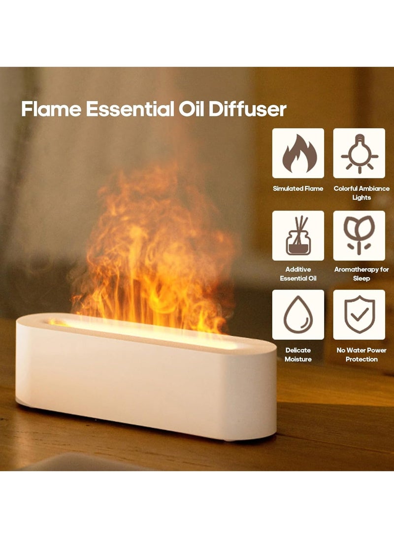 Essential Oil Diffuser, Fireplace Fire Flame Aromatherapy Diffuser, 150ml Ultrasonic Cool Mist Humidifier, Scent Aroma Diffuser with 7 Colors Light, Timer  Auto-Off for Home, Room(White) - Image 3