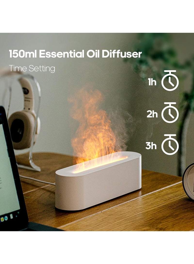 Essential Oil Diffuser, Fireplace Fire Flame Aromatherapy Diffuser, 150ml Ultrasonic Cool Mist Humidifier, Scent Aroma Diffuser with 7 Colors Light, Timer  Auto-Off for Home, Room(White) - Image 4
