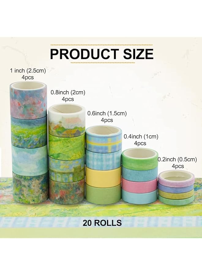 erorex 20 Rolls Of Colored Paper Tape Sets Are Good For Arts And Crafts Garden Painting Decorative Tape Is Good For Birthday Parties Festivals Paper Crafts Scrapbooks Monet'S Garden - Image 2