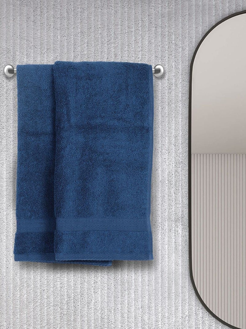 BIANCA Ultra Soft Zero Twist 100% Cotton Towel -2pc Hand Towel (Paradiso) | Super Absorbent, Fluffy | AeroCore Organic Technology - for Men, Women, Gym, Kitchen Solid-Navy - Image 1