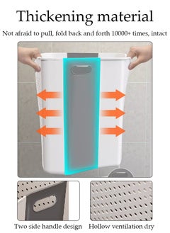 DUNISO Large Foldable Laundry Basket with Handle, Wall Hanging Collapsible Handled Plastic Washing Clothes Laundry Bin Container, Multi purpose Organizer Storage Washing Basket for Home  - Image 3