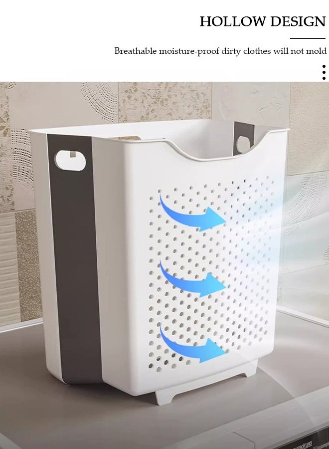 DUNISO Large Foldable Laundry Basket with Handle, Wall Hanging Collapsible Handled Plastic Washing Clothes Laundry Bin Container, Multi purpose Organizer Storage Washing Basket for Home - Image 5