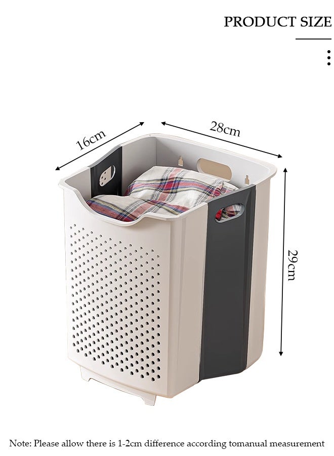 DUNISO Large Foldable Laundry Basket with Handle, Wall Hanging Collapsible Handled Plastic Washing Clothes Laundry Bin Container, Multi purpose Organizer Storage Washing Basket for Home - Image 2