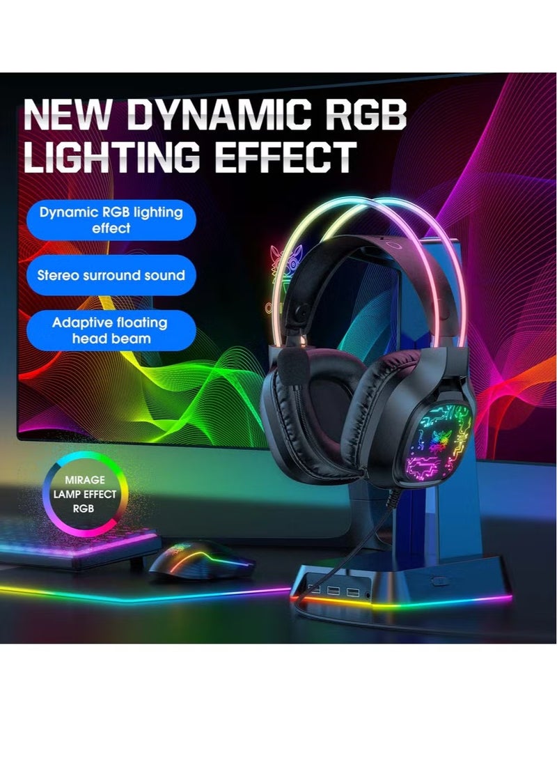 ELTRAZONE X22 USB + 3.5mm Cool RGB Dynamic Light Wired Gaming Headset with Mic – High-Quality Stereo Sound, Noise-Canceling Microphone, Comfortable Over-Ear Cushions, Adjustable Headband – Ideal for PC, PS4, Xbox, Mobile Gaming – White  - Image 2