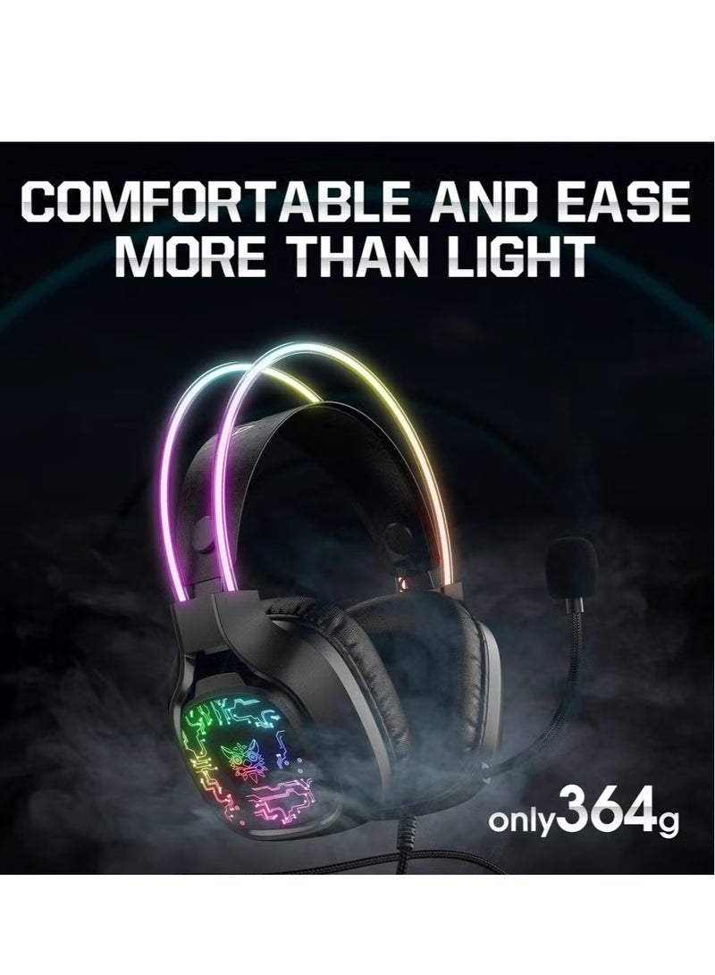 ELTRAZONE X22 USB + 3.5mm Cool RGB Dynamic Light Wired Gaming Headset with Mic – High-Quality Stereo Sound, Noise-Canceling Microphone, Comfortable Over-Ear Cushions, Adjustable Headband – Ideal for PC, PS4, Xbox, Mobile Gaming – White  - Image 3