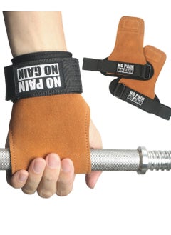 KINGMAZI Weight Lifting Wrist Strap, Double Layer Leather Weight lifting Wrist Strap for Deadlift and Powerlifting, Adjustable Neoprene Padded Gym Workout Lifting Wrist Hooks for Men/Women (Pair)  - Image 1