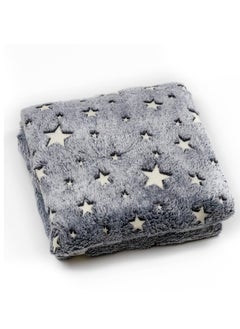 XiuWoo Glow in The Dark Blanket, 50" x 60" Throw Blankets Super Cozy Plush Soft Fleece Blanket for Girls Boys Birthday Gifts, Star Pattern Bedroom, Kids, Light Grey  - Image 1