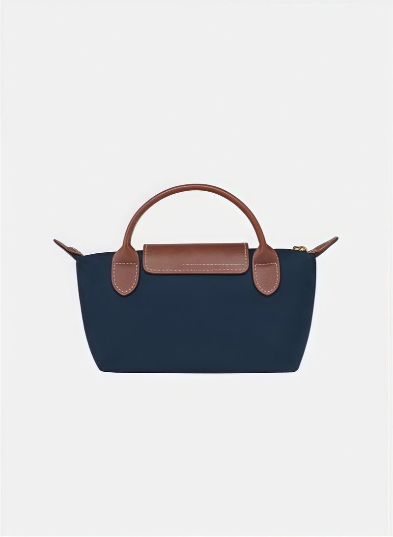Longchamp Elegant Mini Camera Bag for Women – Premium Leather Flap Design, Top Handle & Detachable Crossbody Strap, Compact Luxury Shoulder Bag Navy Blue - Image 4