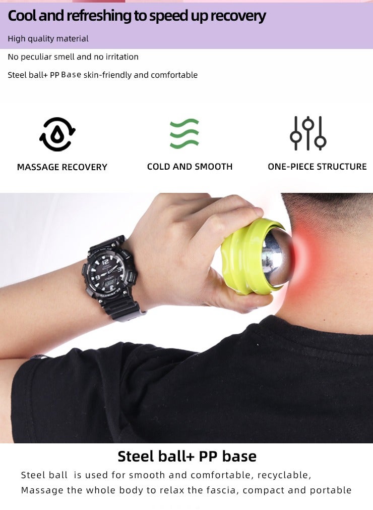 OQUERA Handheld Stainless Steel Resin Freezed Face Ice Heat Therapy Cryo Cold Massage Roller Ball - White - Image 4