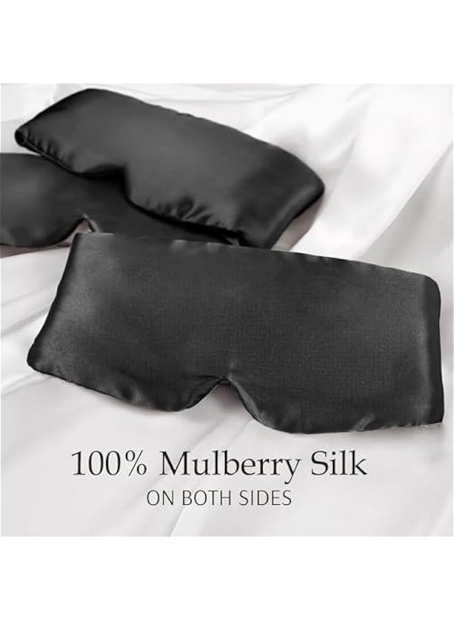 HOOKOR 100% Mulberry Silk Sleep Mask Eye Mask for Man and Woman with Adjustable Headband, Full Size Large Sleep Mask & Blindfold for Total Blackout for All Night Sleep, Travel & Nap (Black)  - Image 2